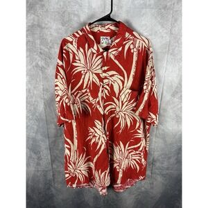 Vintage Jams World XL Rayon Shirt Palm Tree Red 90s Hawaiian Hawaii Tropical